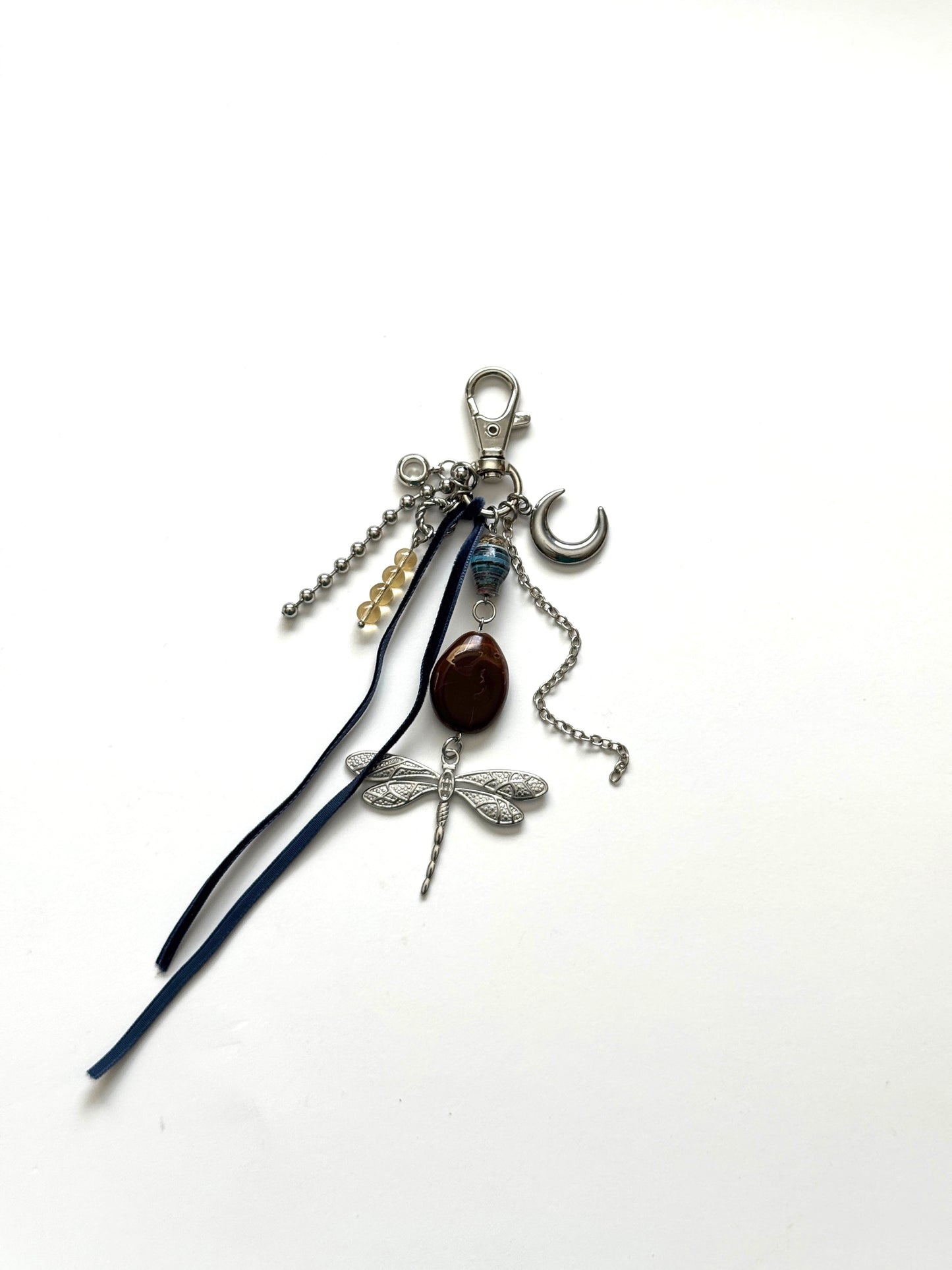 dragonfly talisman keychain- blue
