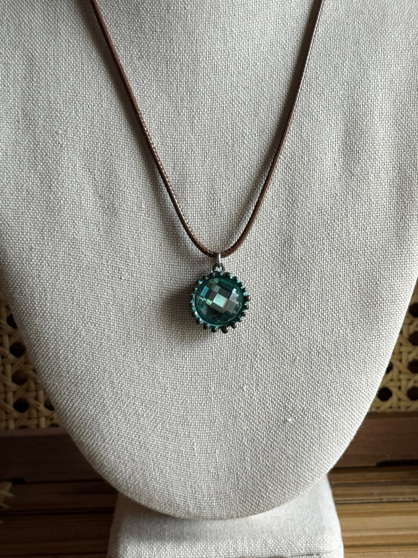 turquoise bottle cap cord necklace
