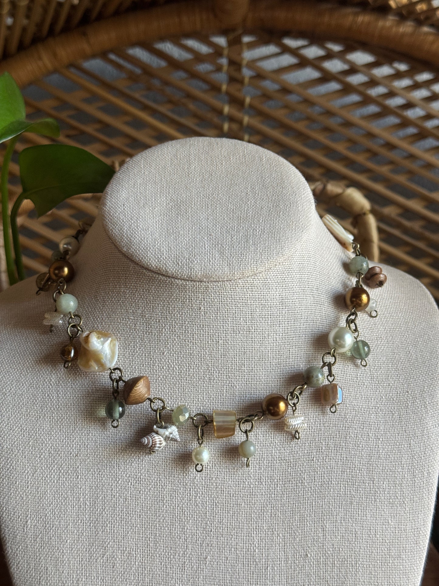 bronze goddess clutter necklace