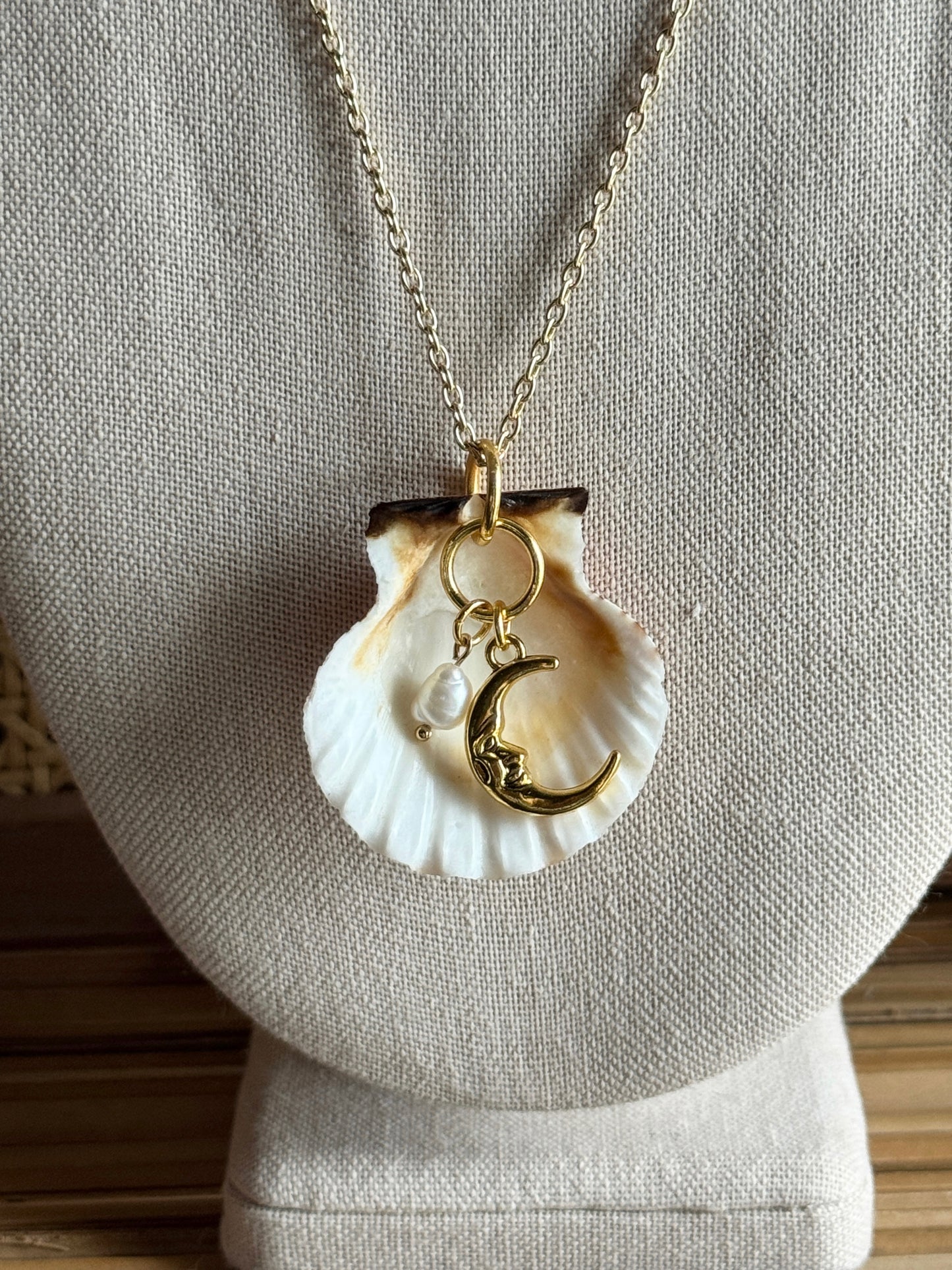 golden moon shell necklace