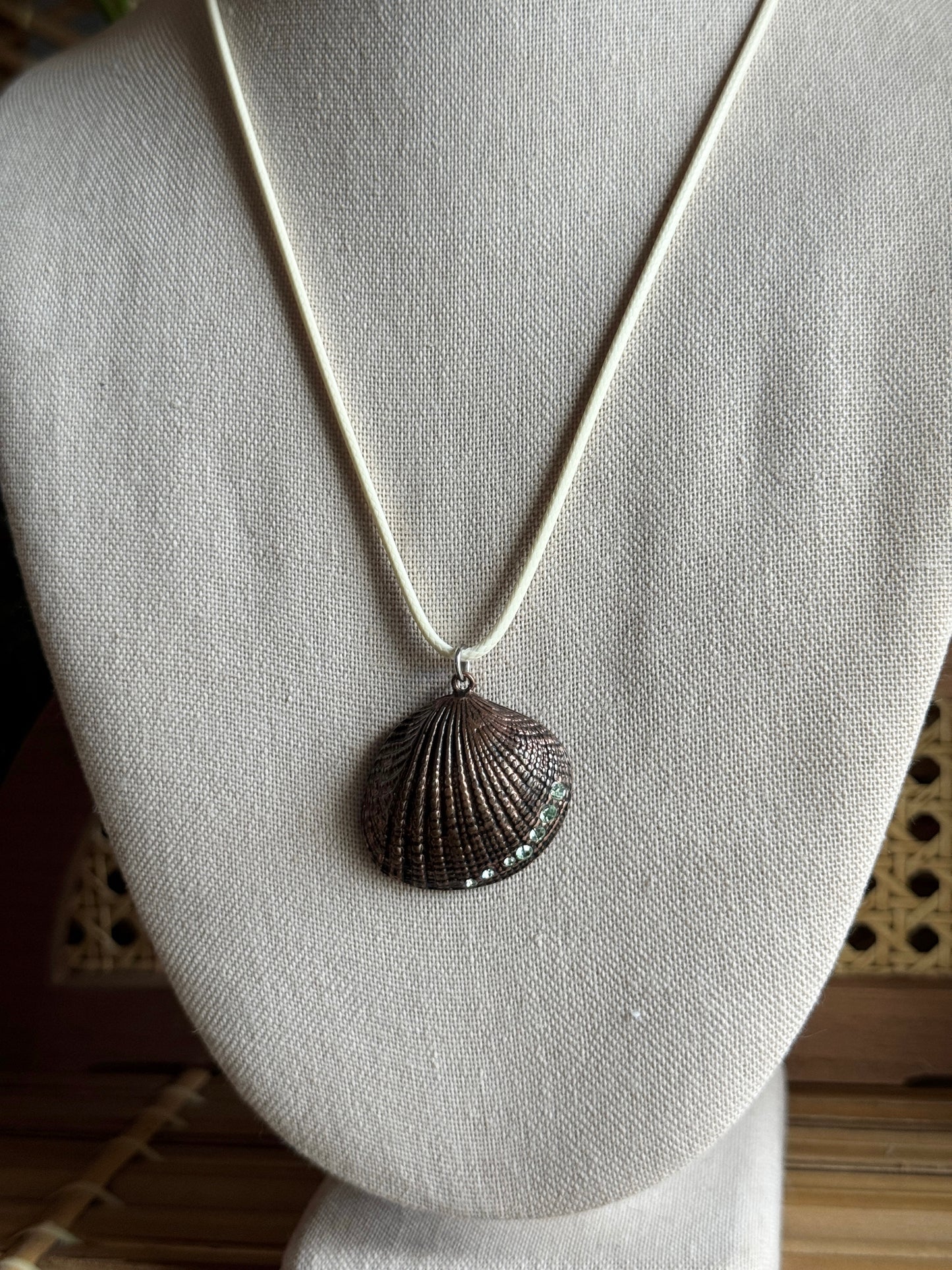 copper seashell cord necklace