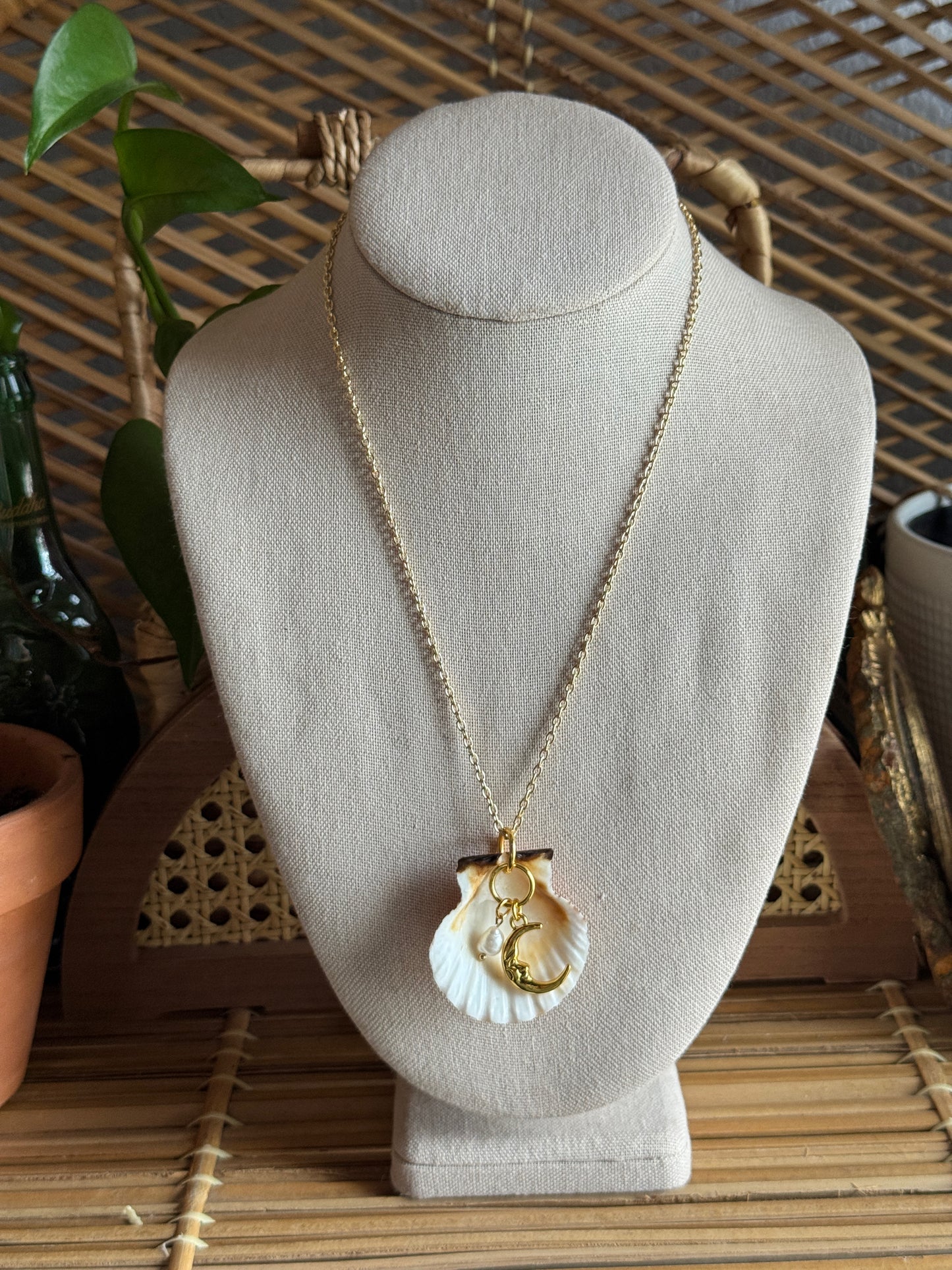 golden moon shell necklace