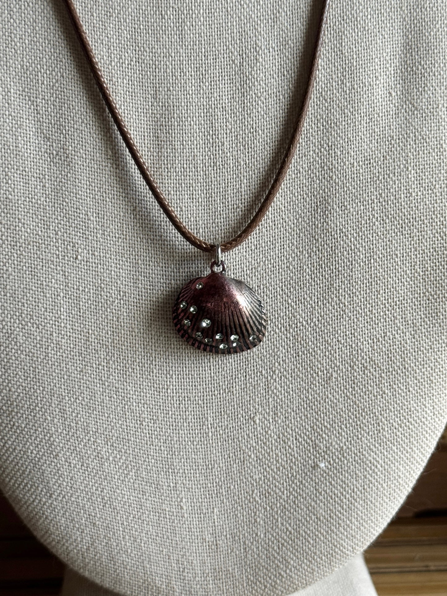small pink shell cord necklace