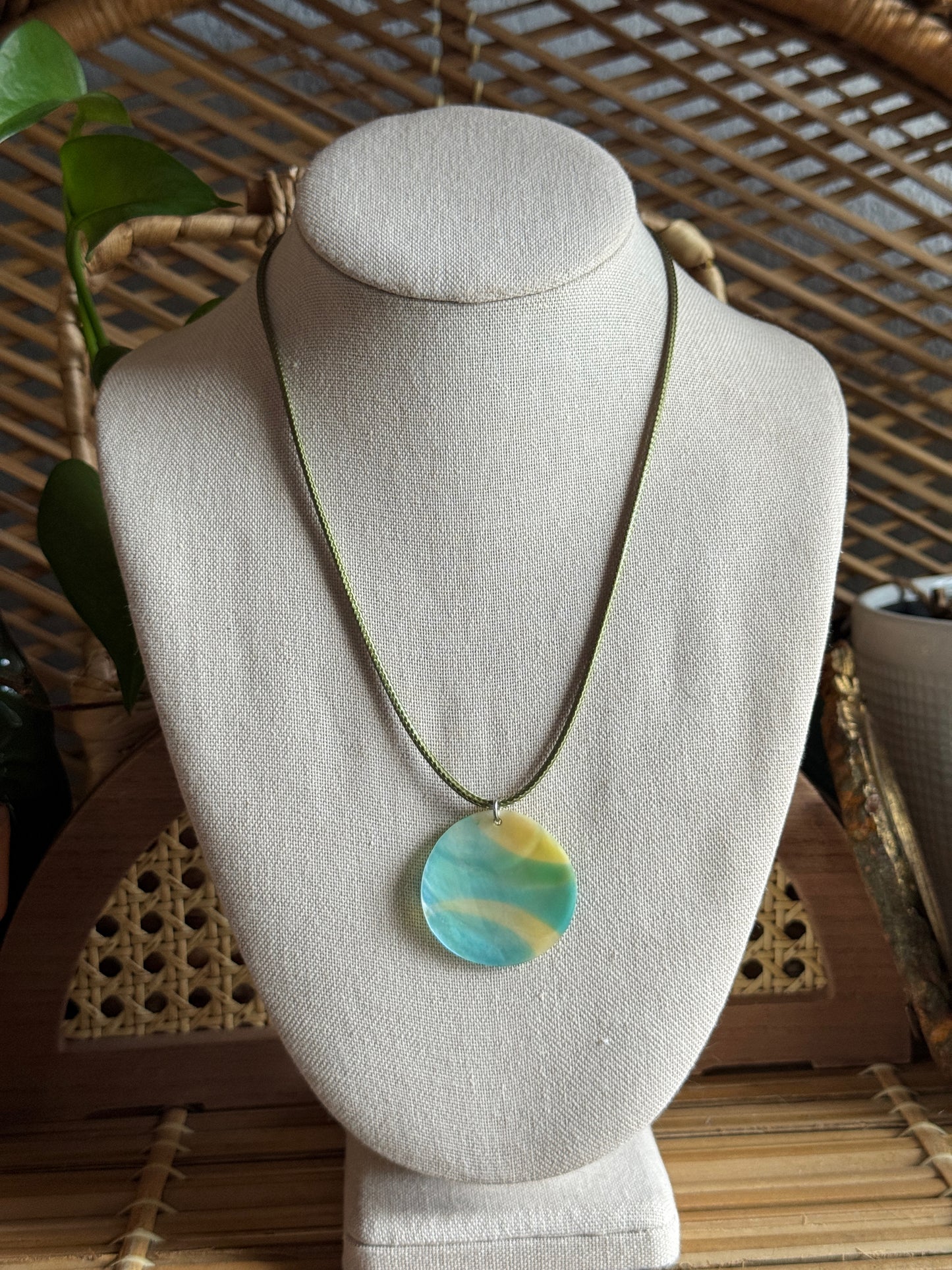 on the shell cord necklace