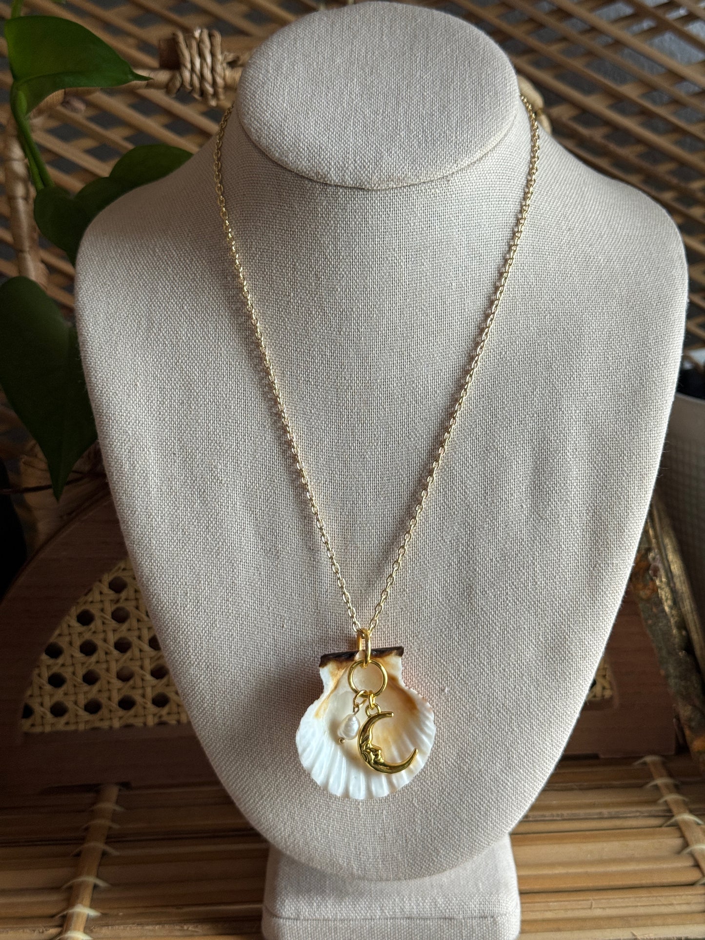 golden moon shell necklace