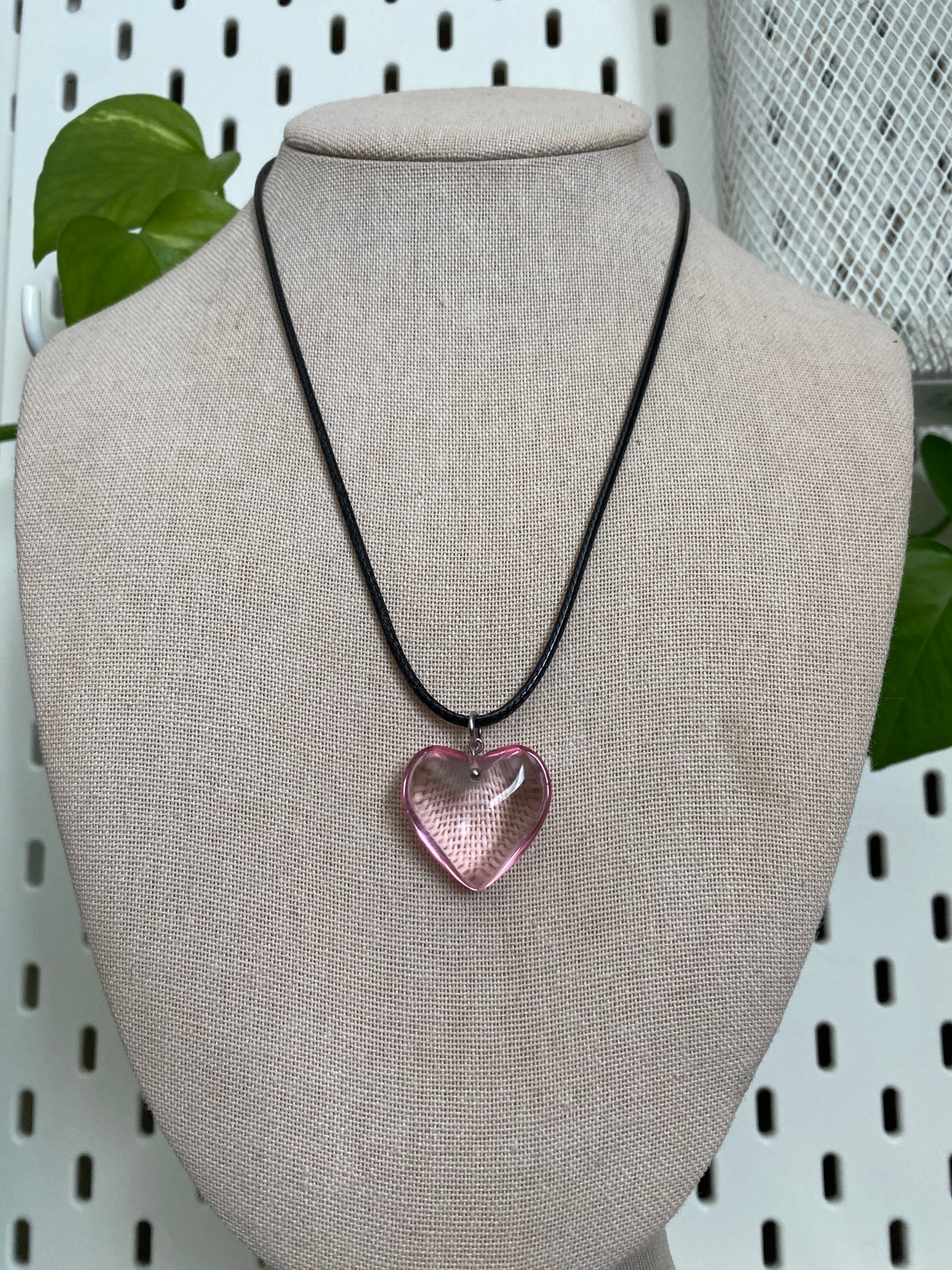 small pink glass heart necklaces