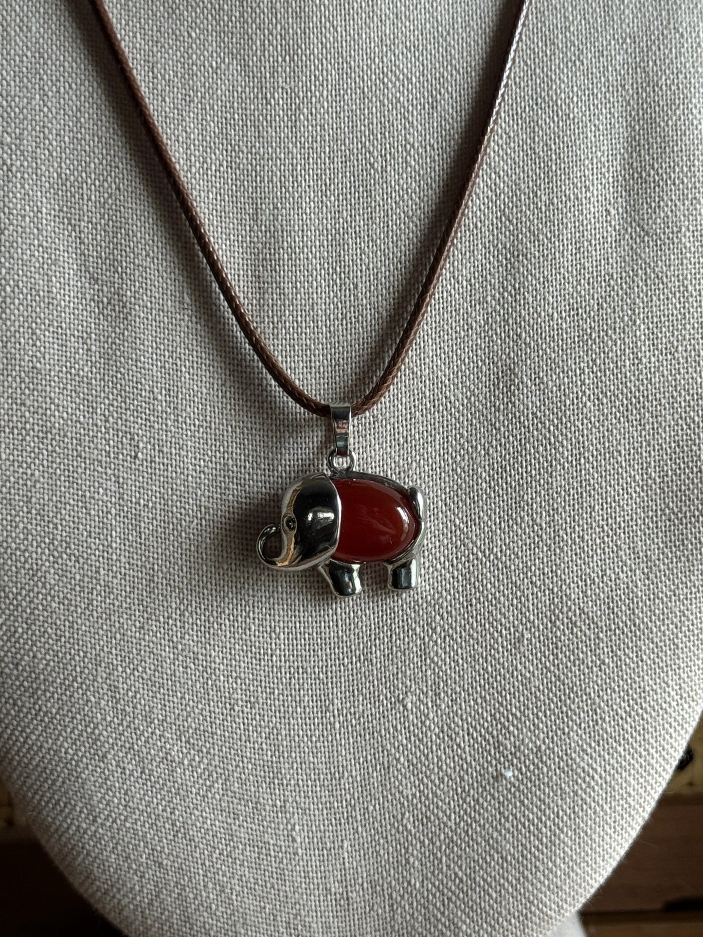 elephant babe cord necklace