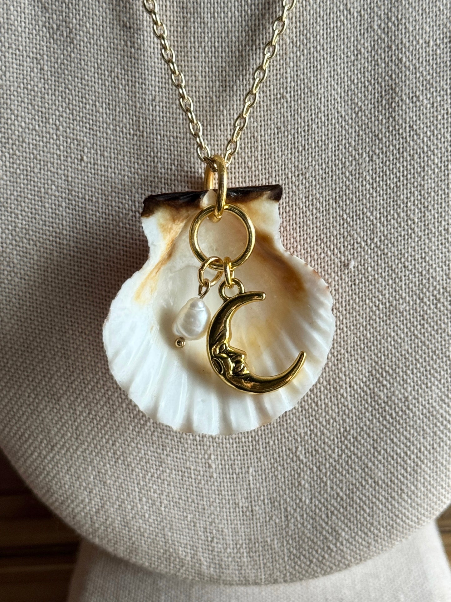 golden moon shell necklace