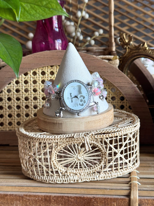 coquette kitty watch charm bracelet