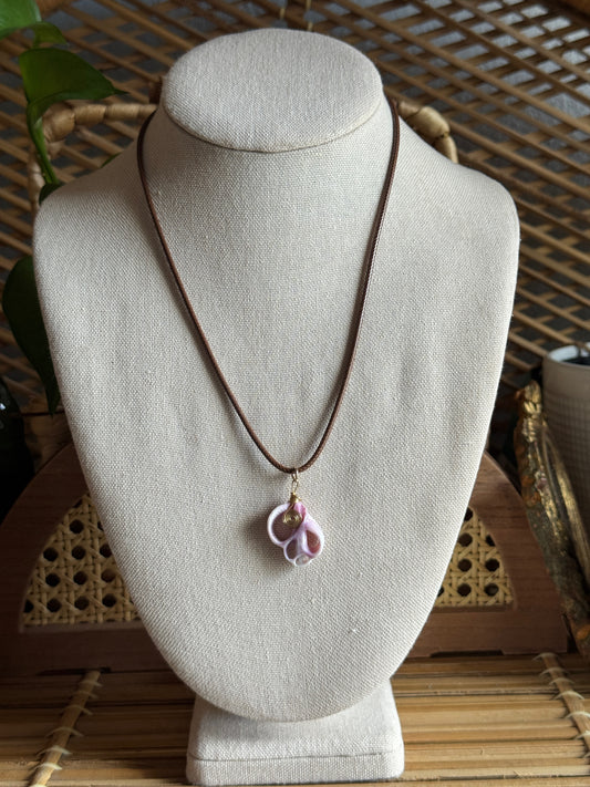 purple shell cord necklace