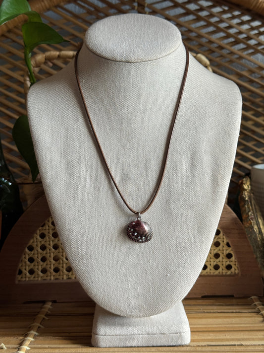 small pink shell cord necklace