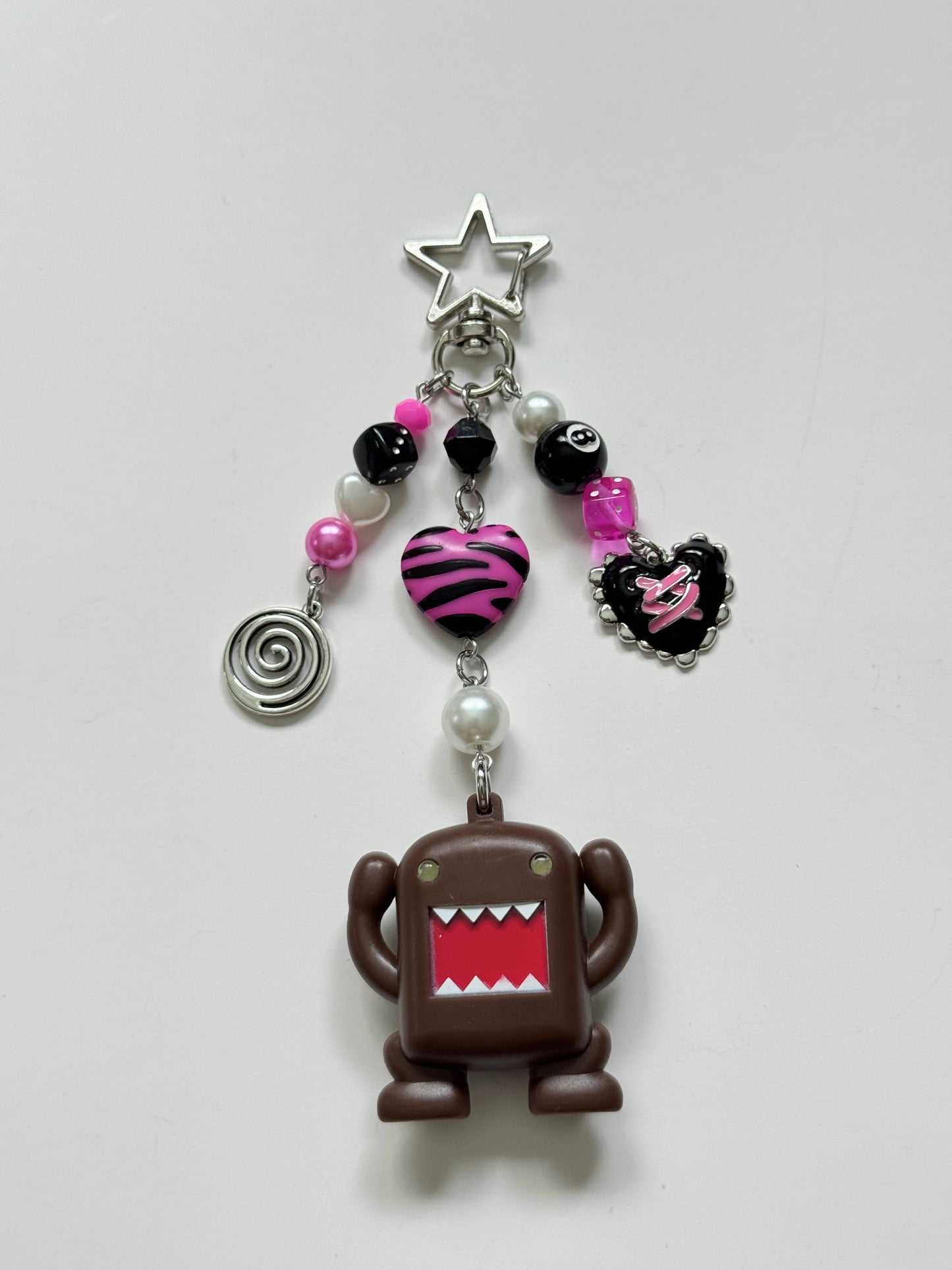 black & pink domo keychain