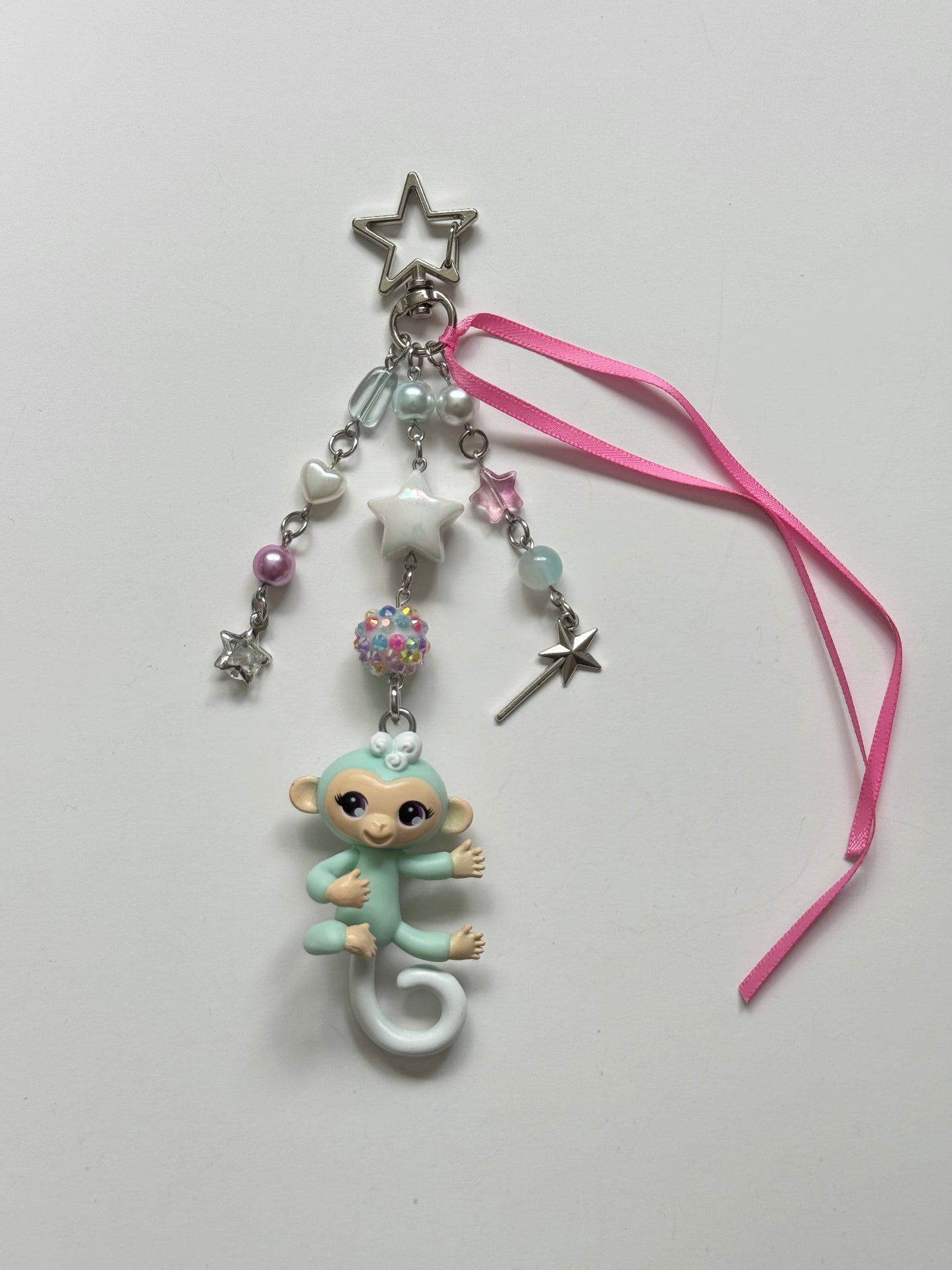 blue & pink fingerling keychain