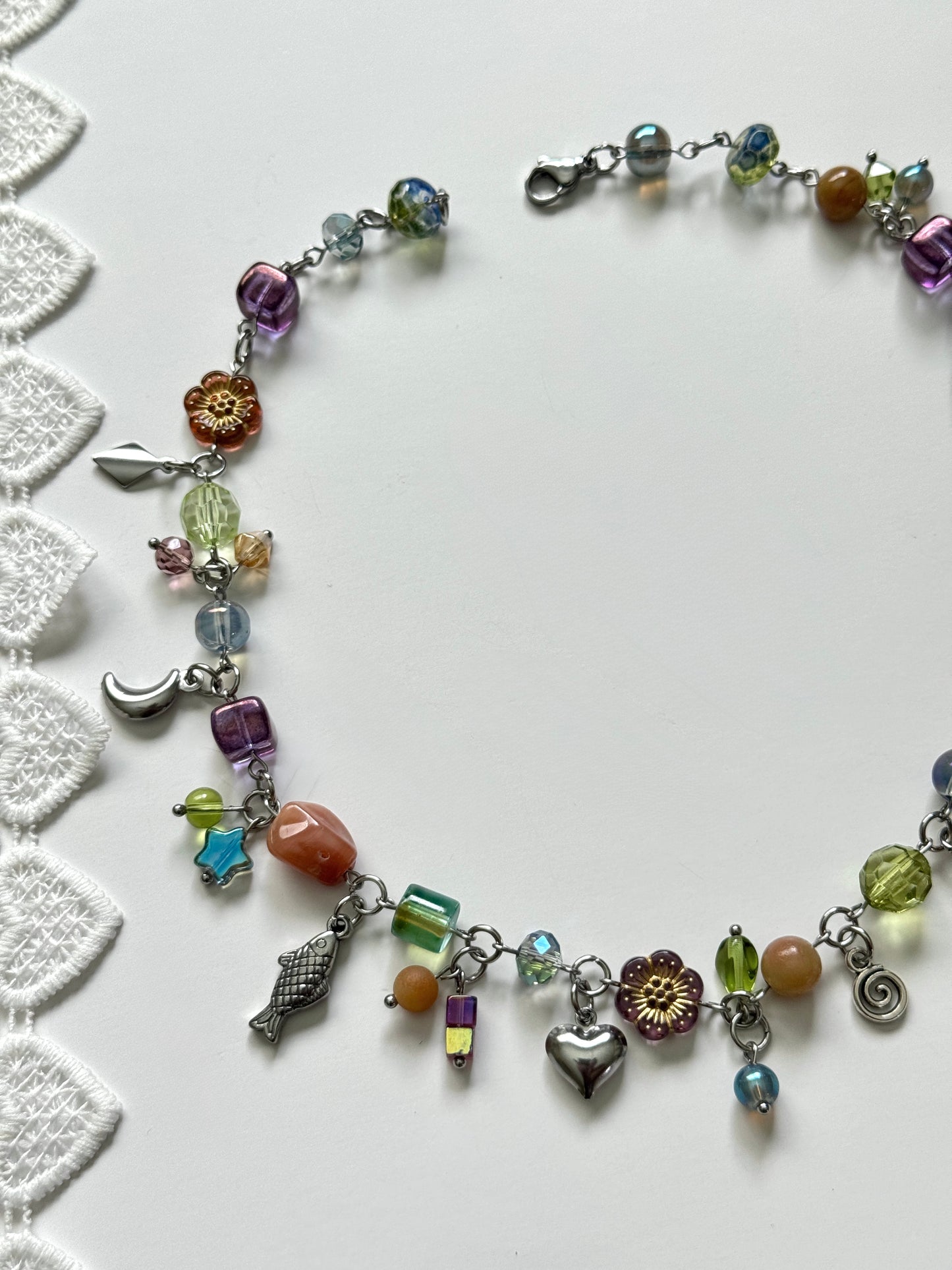 orchid sunset clutter necklace