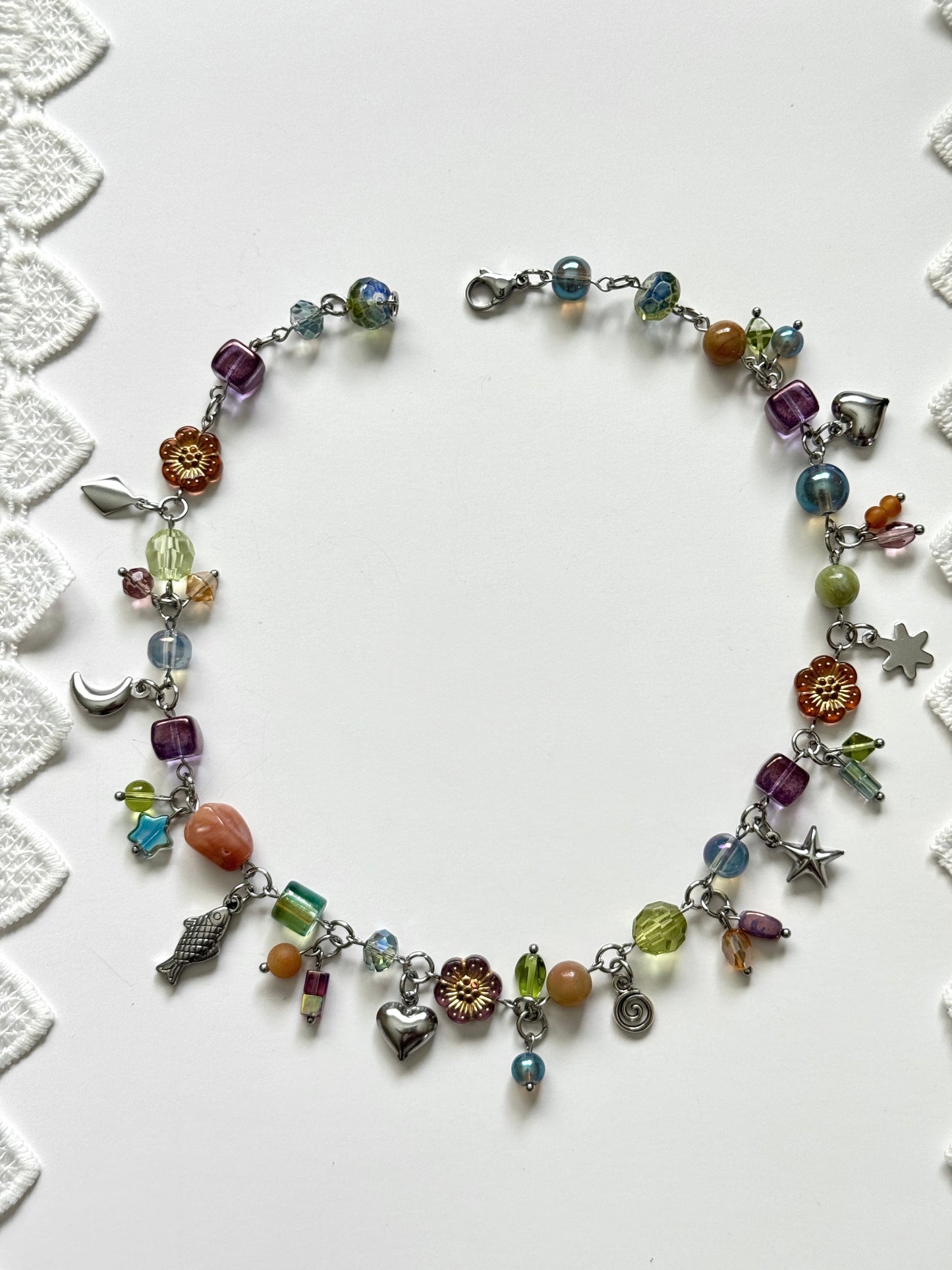 orchid sunset clutter necklace