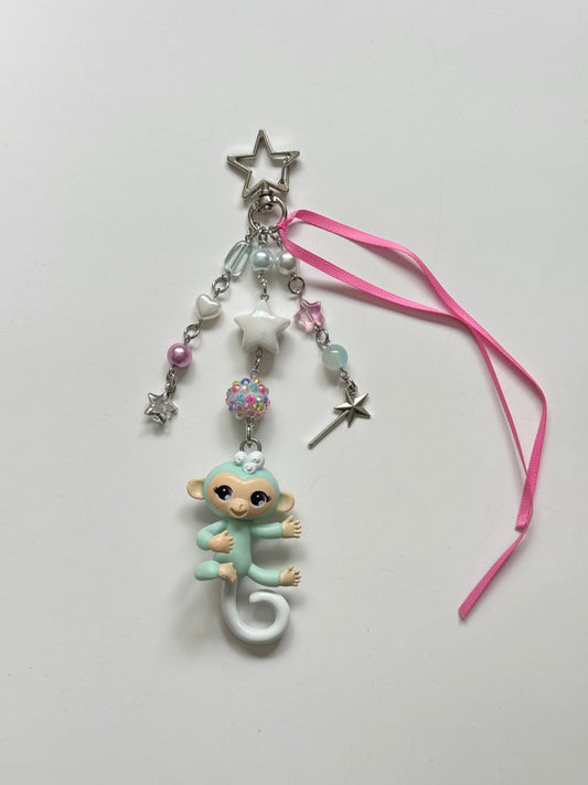 blue & pink fingerling keychain