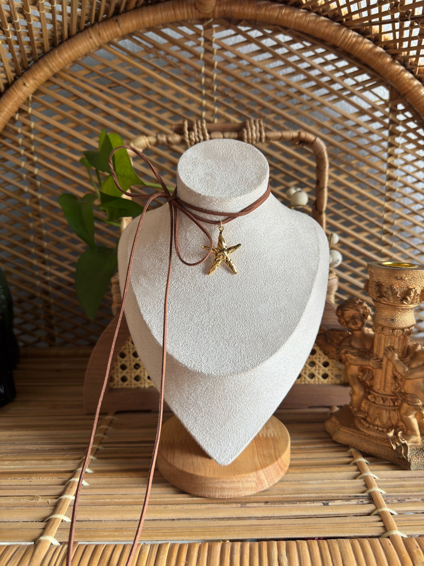 starfish suede cord necklace
