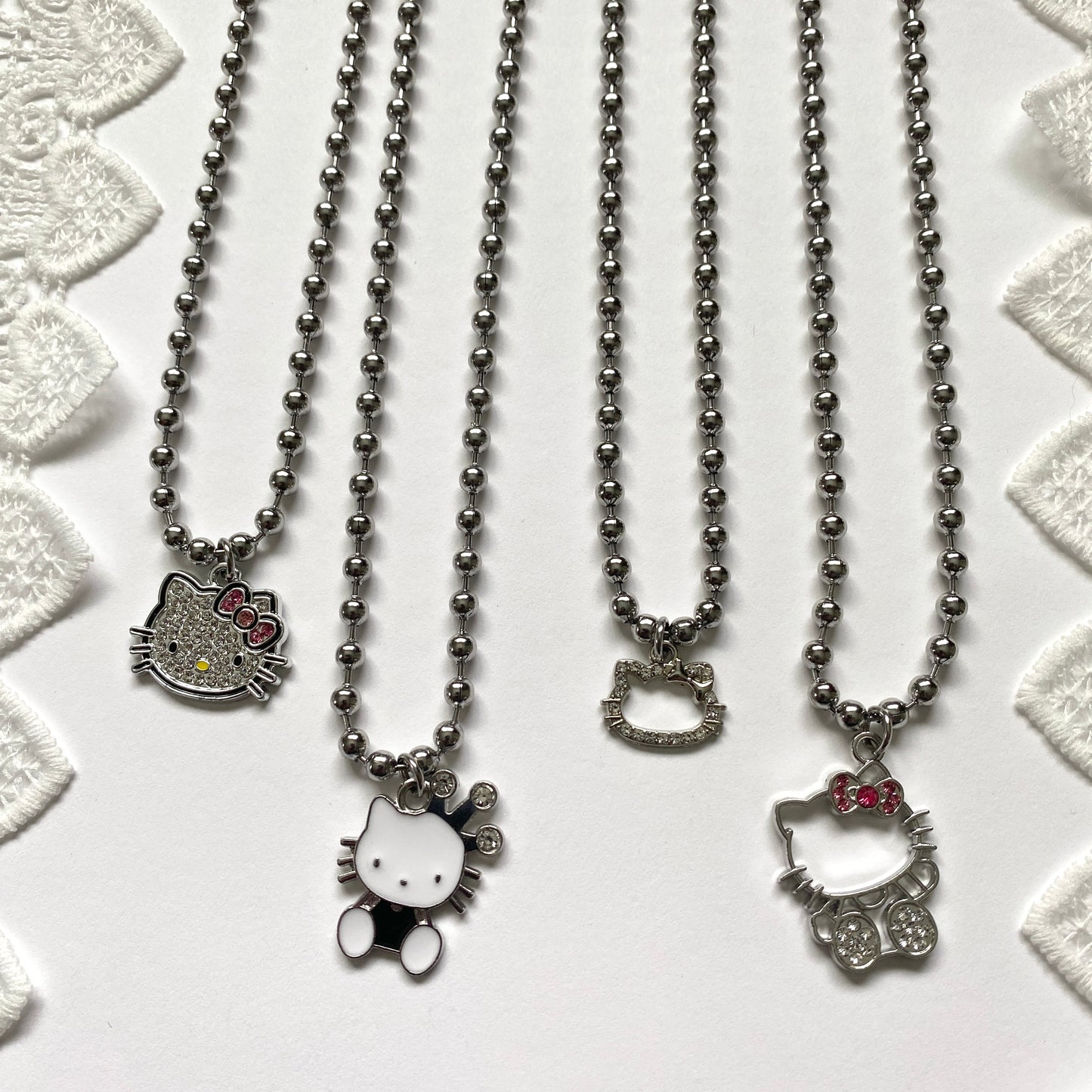 monochrome kitty chain necklace