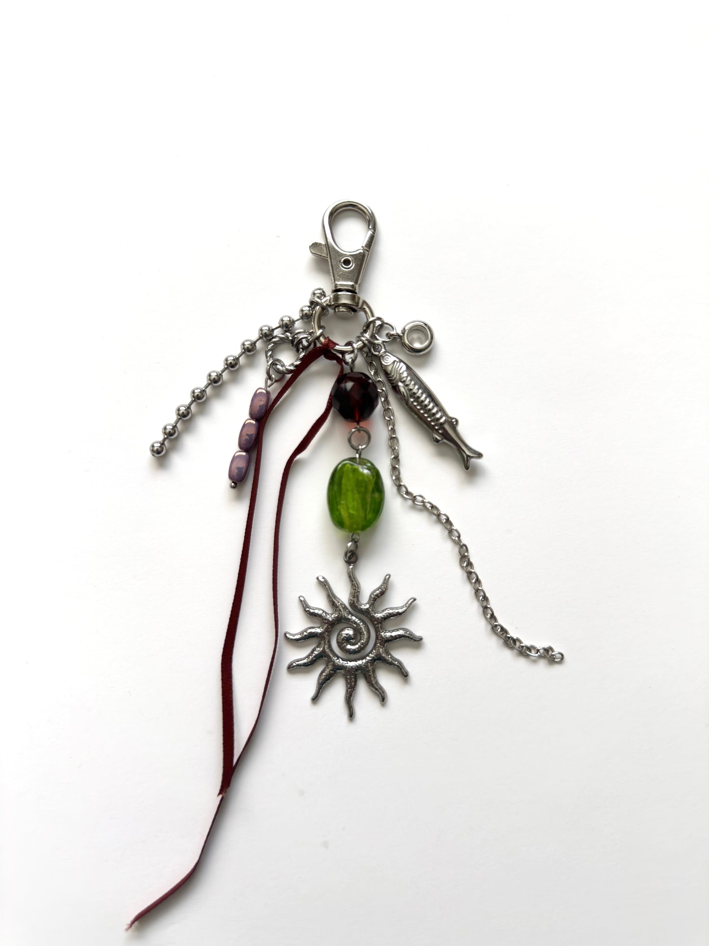 sun talisman keychain- green