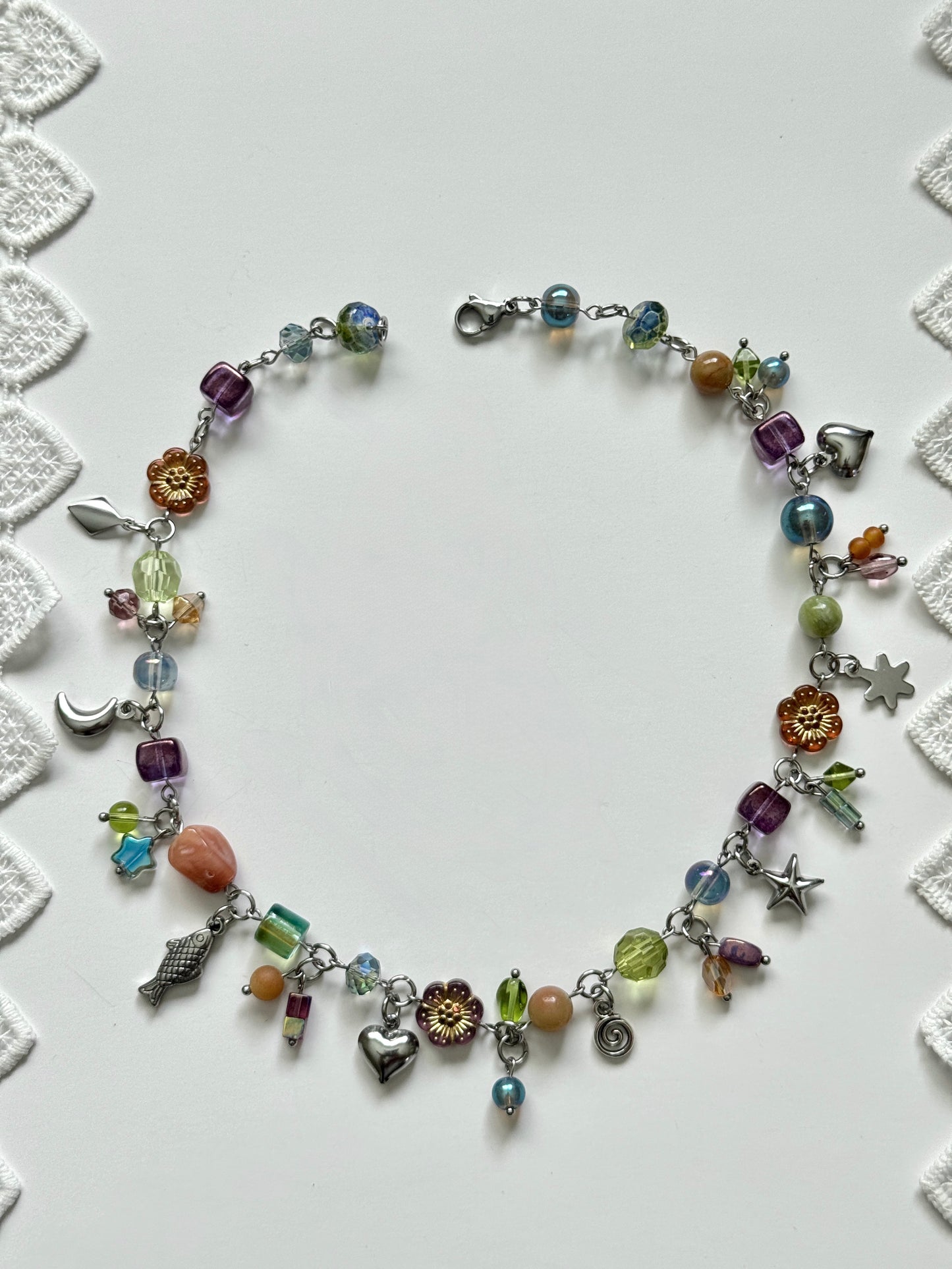 orchid sunset clutter necklace