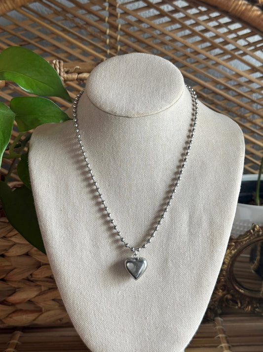 small heart stainless steel ball chain necklace