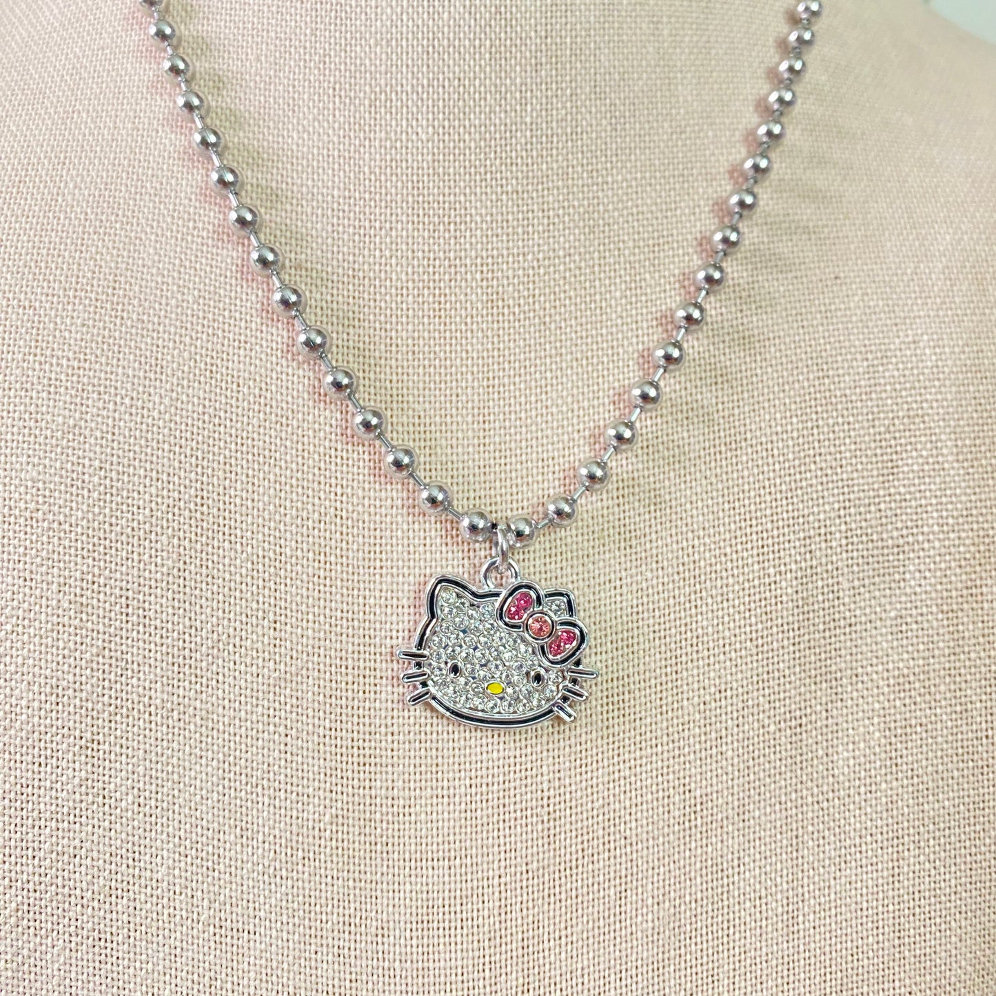 rhinestone hello kitty chain necklace