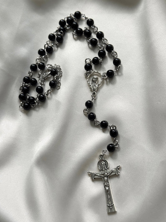 noir rosary necklace (black)