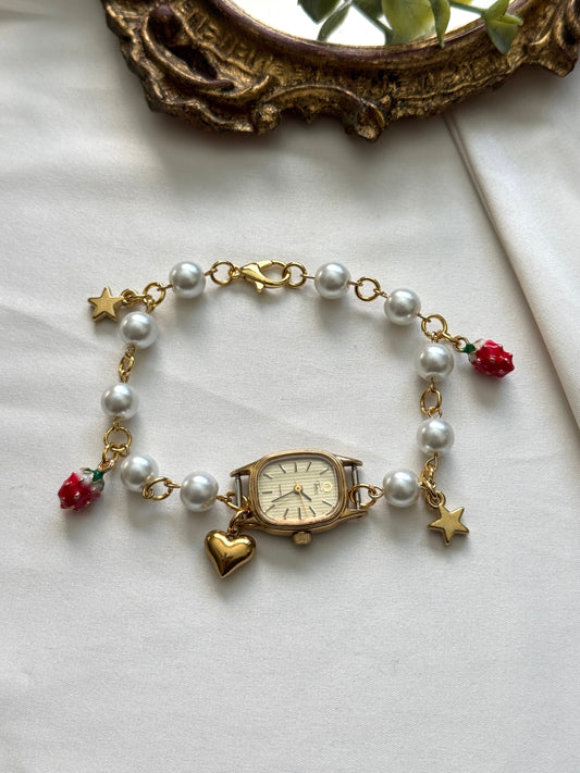 strawberry watch charm bracelet
