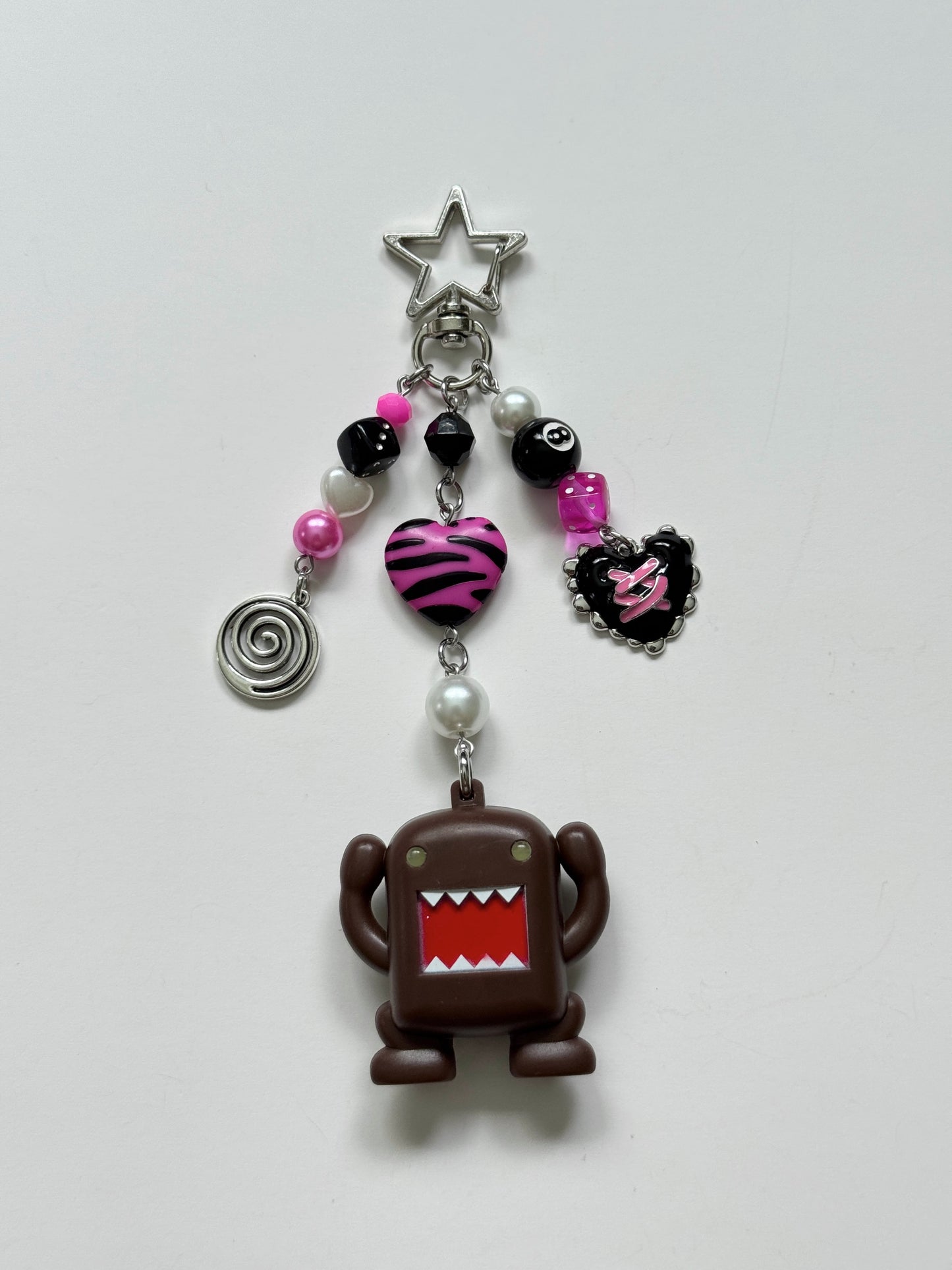 black & pink domo keychain