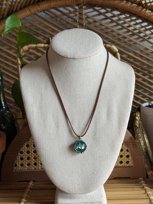 turquoise bottle cap cord necklace