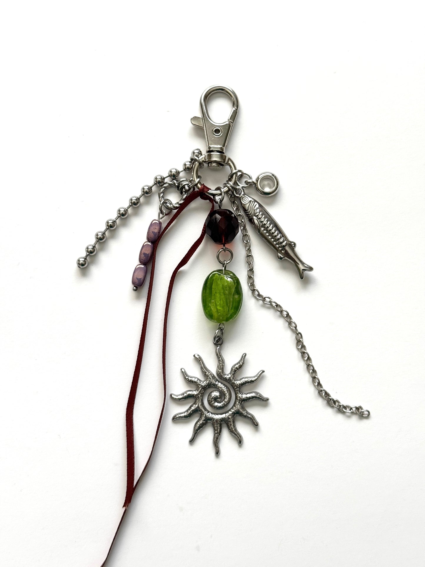 sun talisman keychain- green