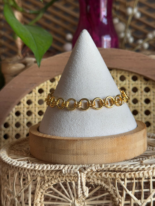 gold chainmaille bracelet