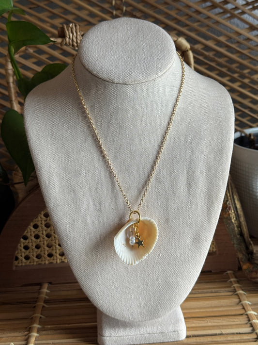 golden star shell necklace