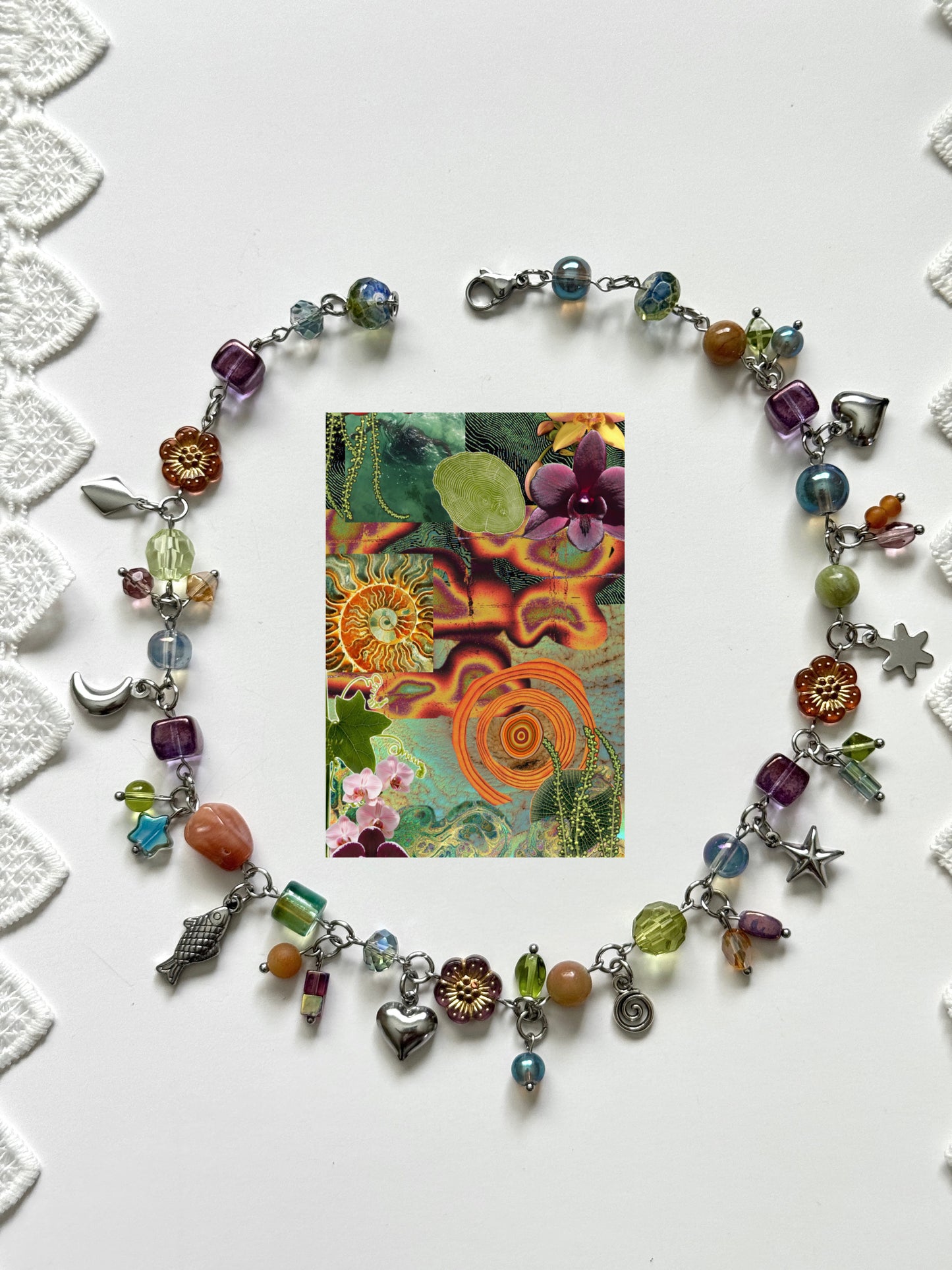 orchid sunset clutter necklace