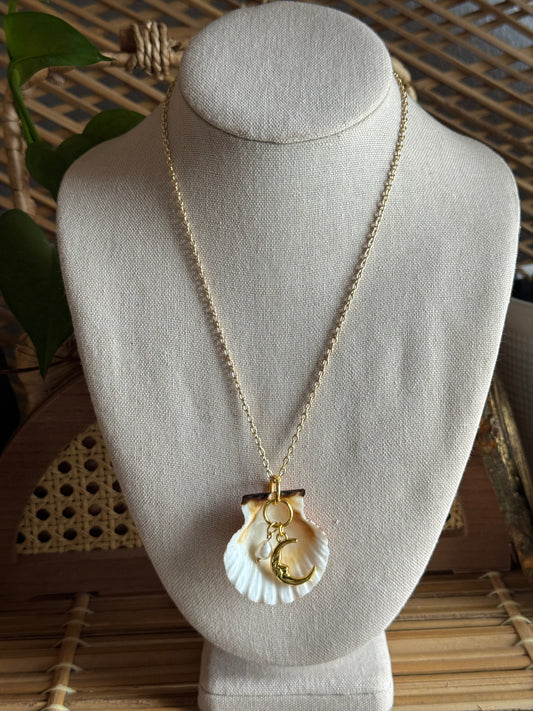 golden moon shell necklace