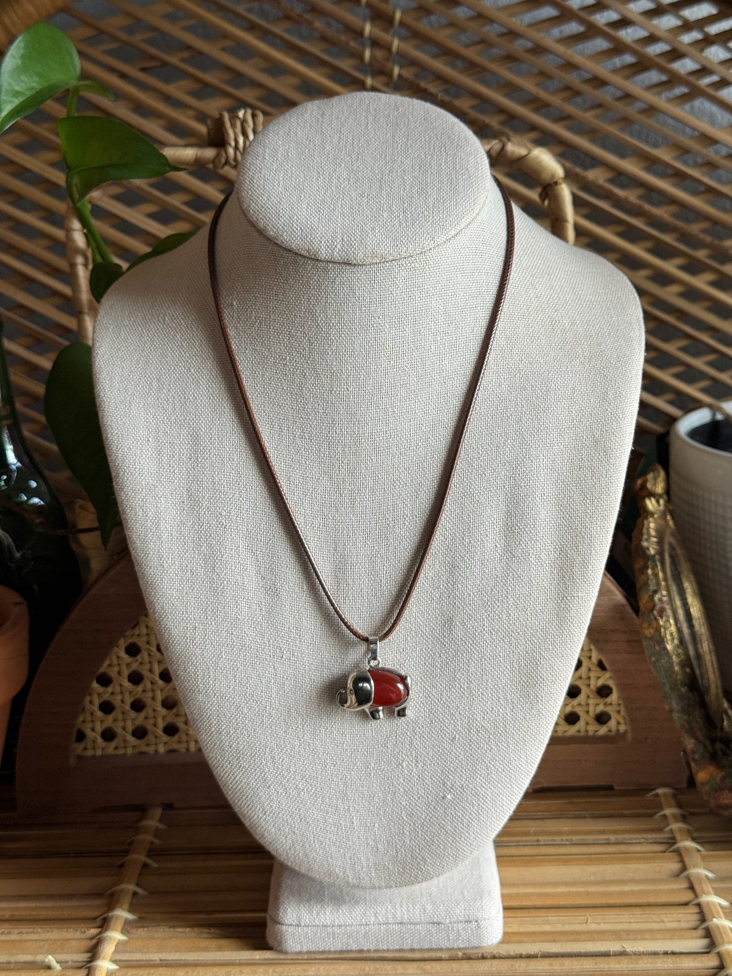 elephant babe cord necklace