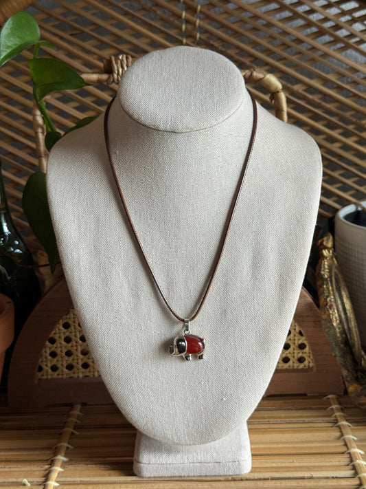 elephant babe cord necklace