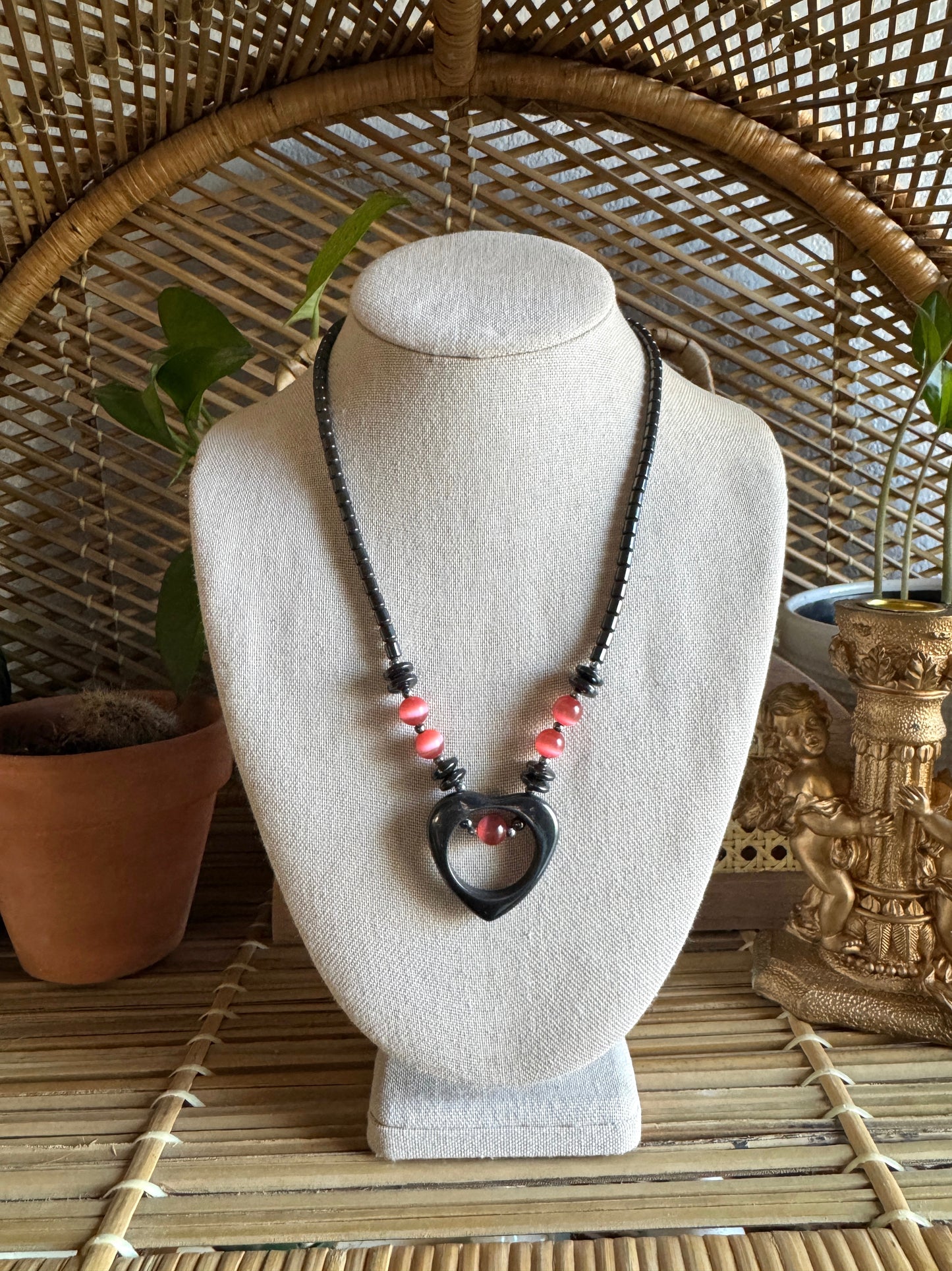 hematite heart necklace