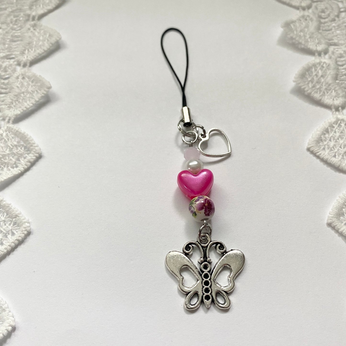 hot pink butterfly phone charm