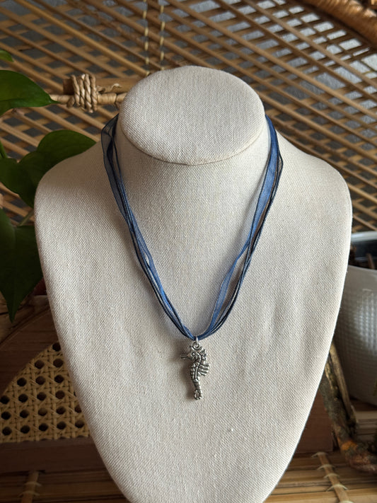 seahorse ribbon necklace