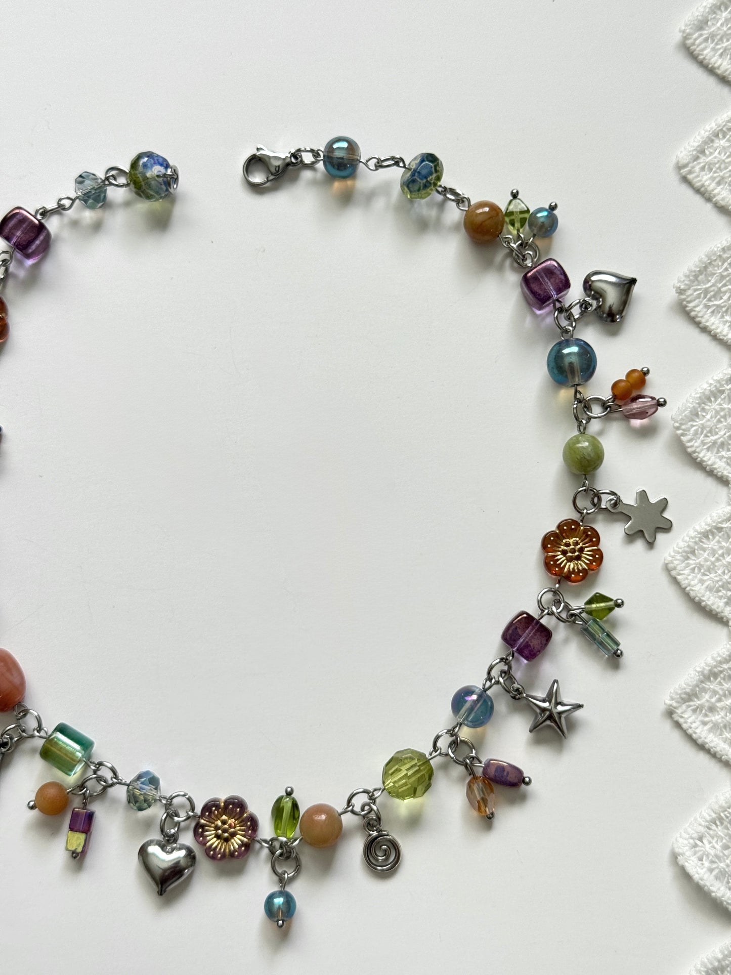 orchid sunset clutter necklace