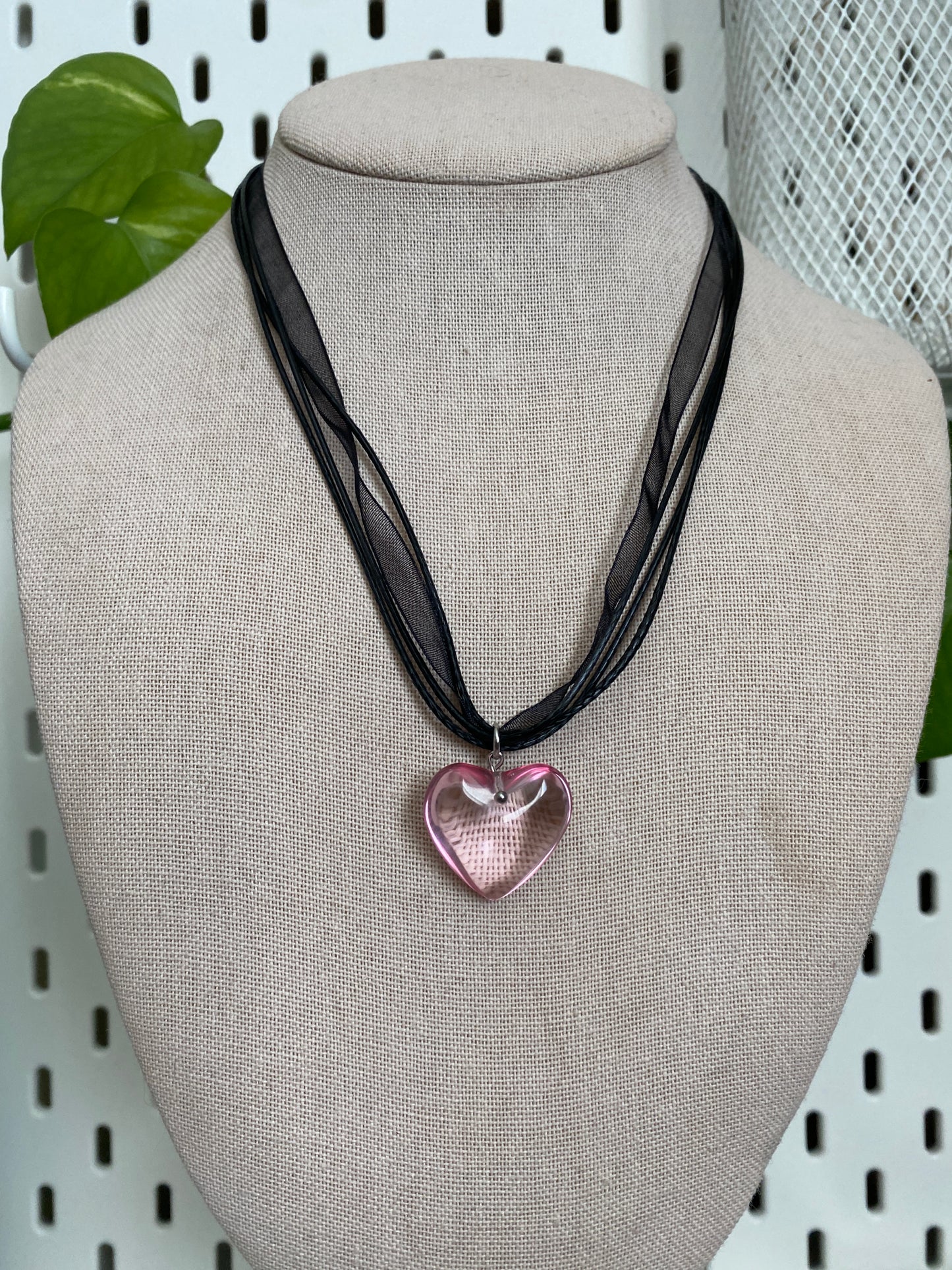 small pink glass heart necklaces