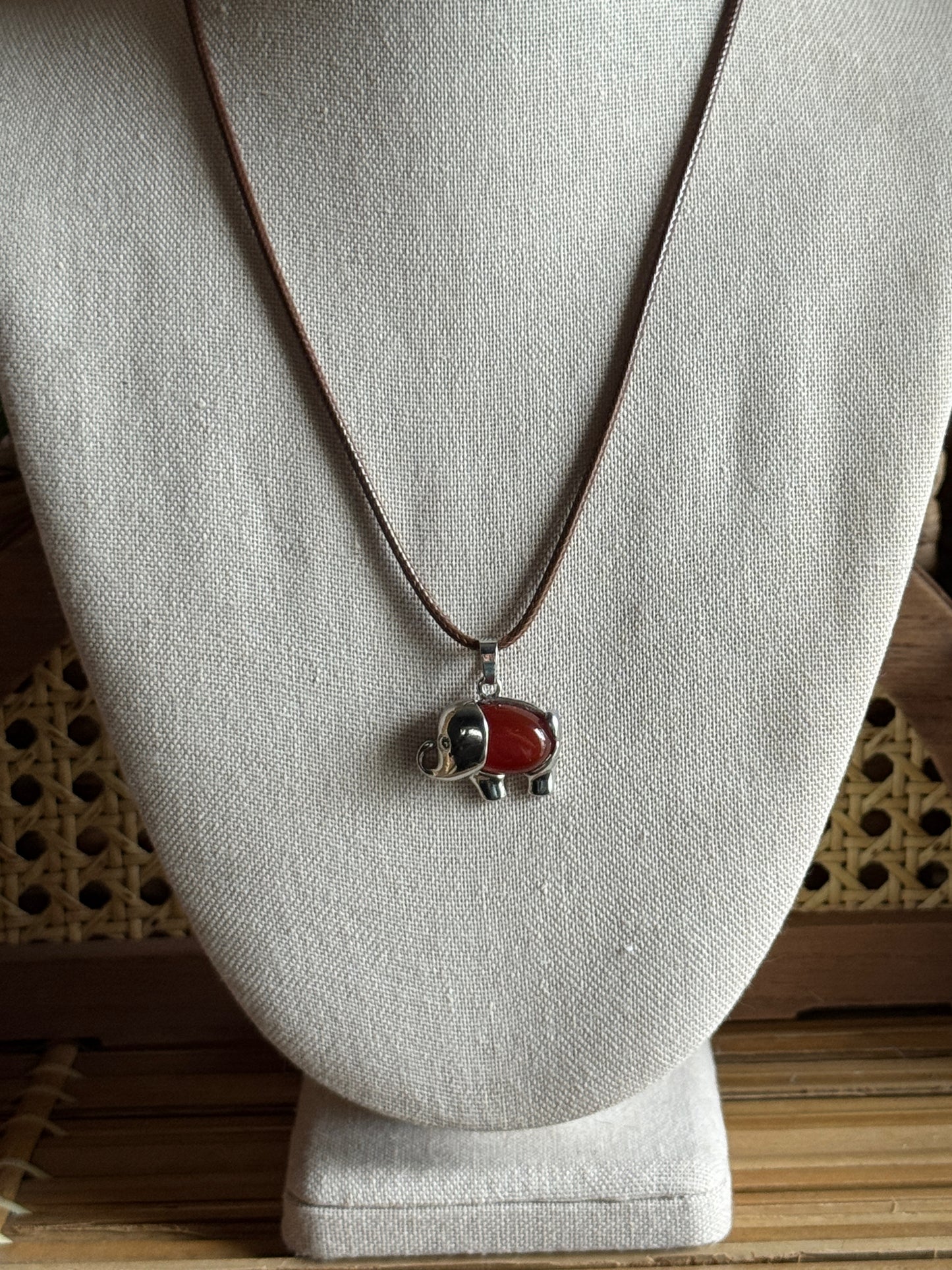 elephant babe cord necklace