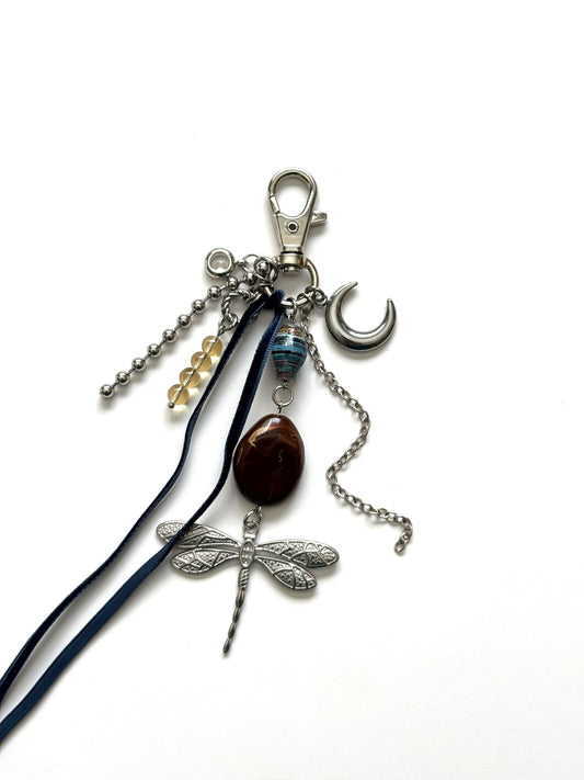 dragonfly talisman keychain- blue
