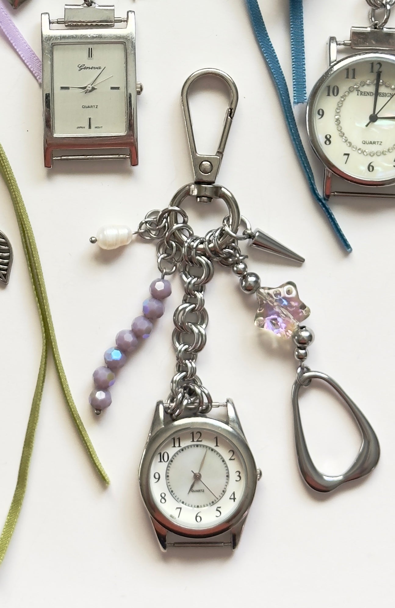 lilac clouds watch keychain