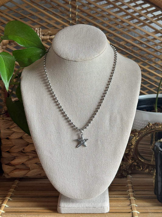 star swirl stainless steel ball chain necklace