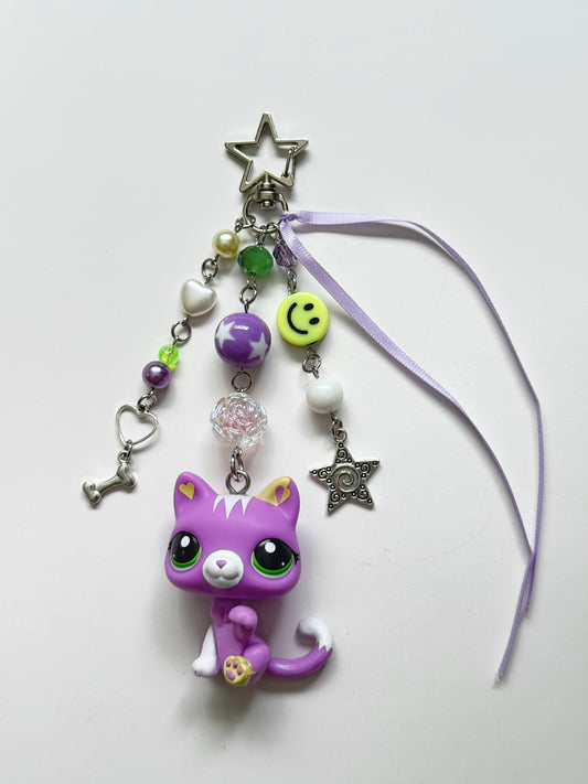 purple cat LPS keychain