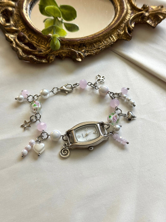 peony garden watch charm bracelet