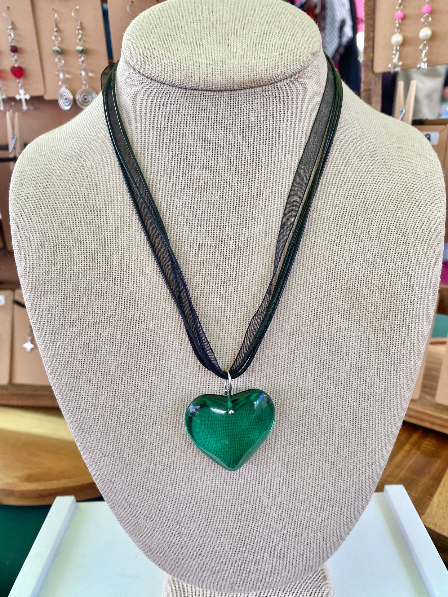 glass heart necklaces