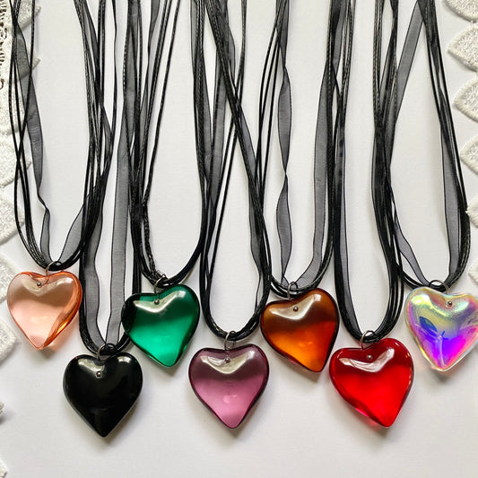 glass heart necklaces